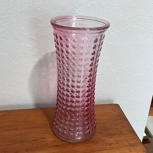 Elegant Pink Hobnail Glass Vase